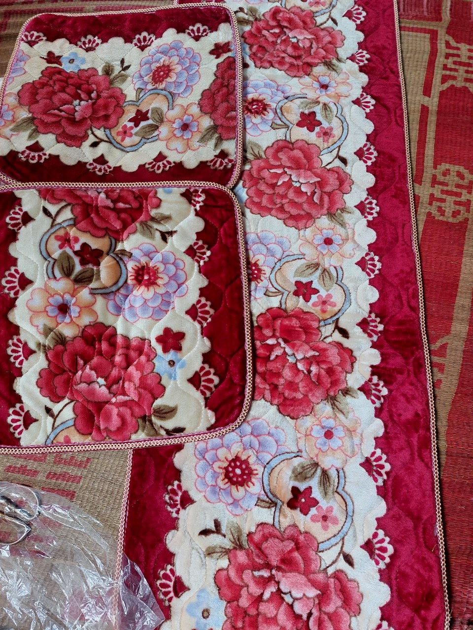 Bộ Thảm ghế nhung trần hoa cao cấp