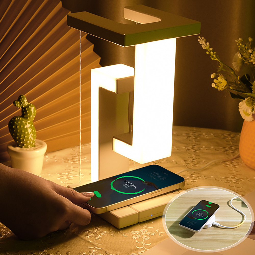 LED nightlight decoration cum wireless charger for phone is designed according to the suspension not gravity