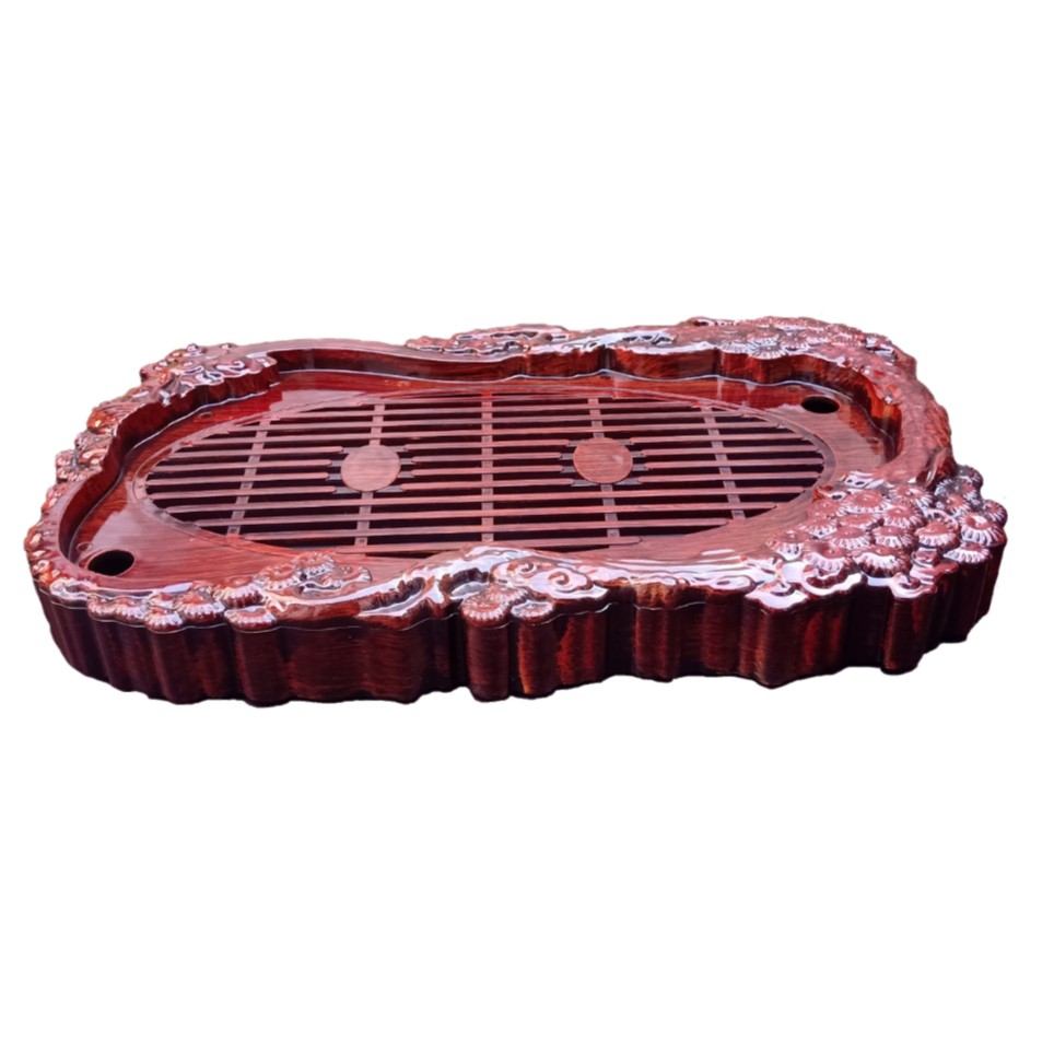 Khay trà giả gỗ như thật size lớn sang trọng kiểu dáng mới cho mọi nhà - khay đựng ấm trà hình chữ nhật có chân và không chân