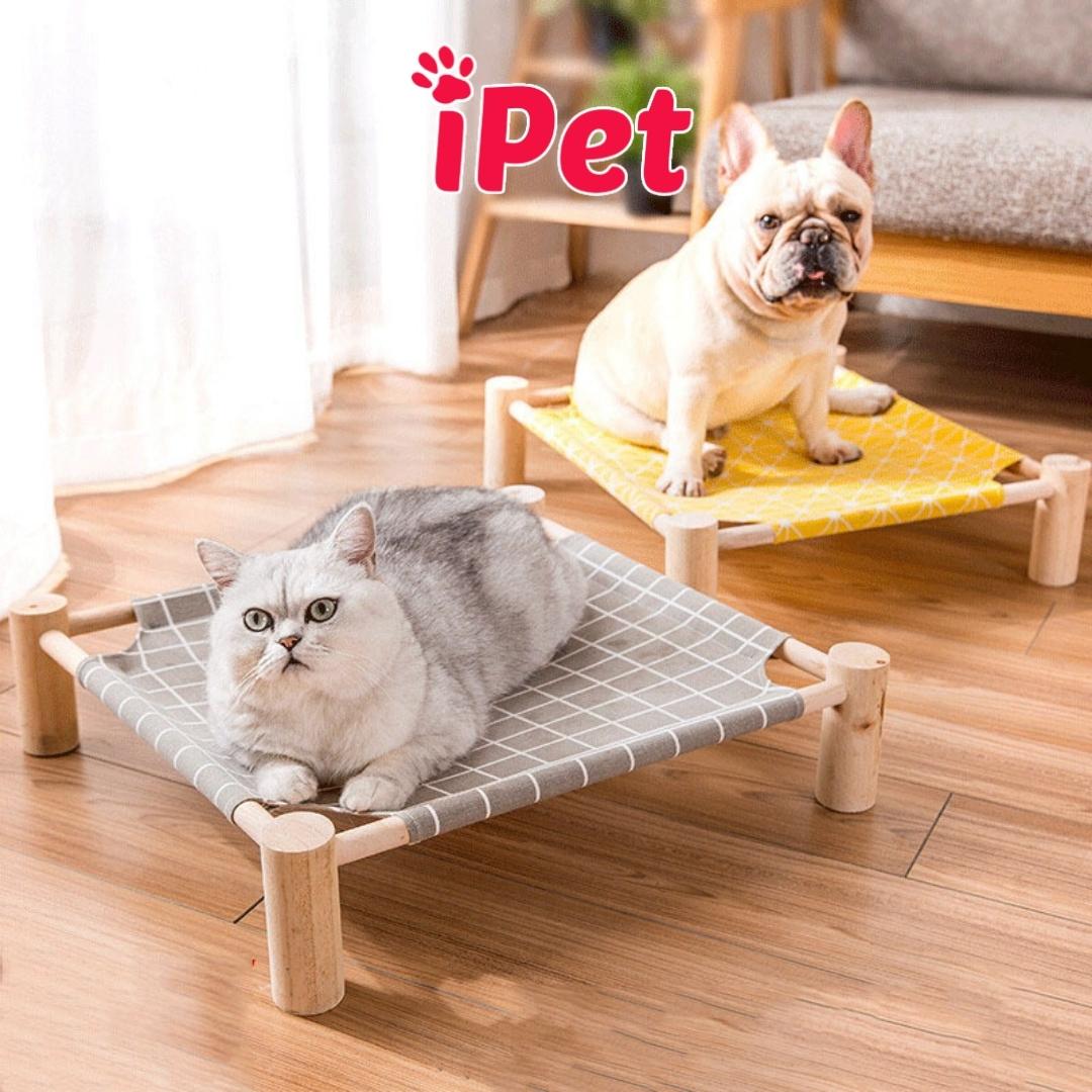 Giường võng gỗ cho thú cưng chó mèo phong cách Nhật Bản dễ thương