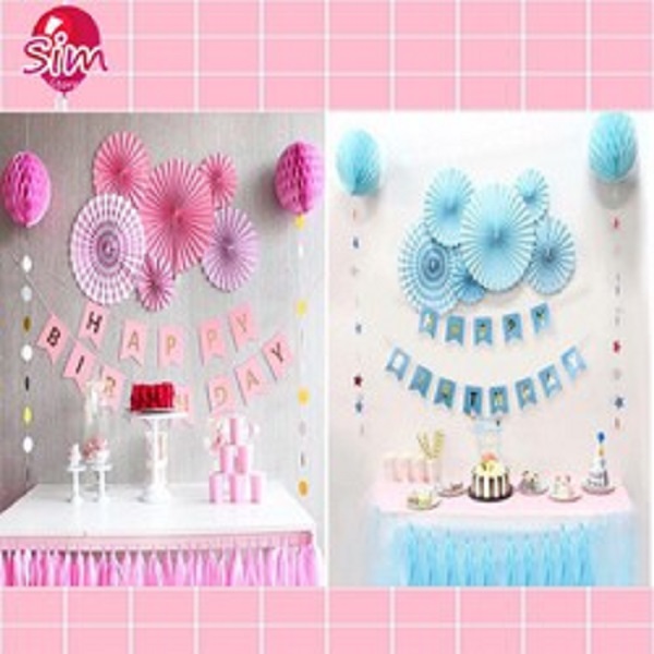 Set 6 quạt giấy trang trí sinh nhật siêu rẻ đẹp