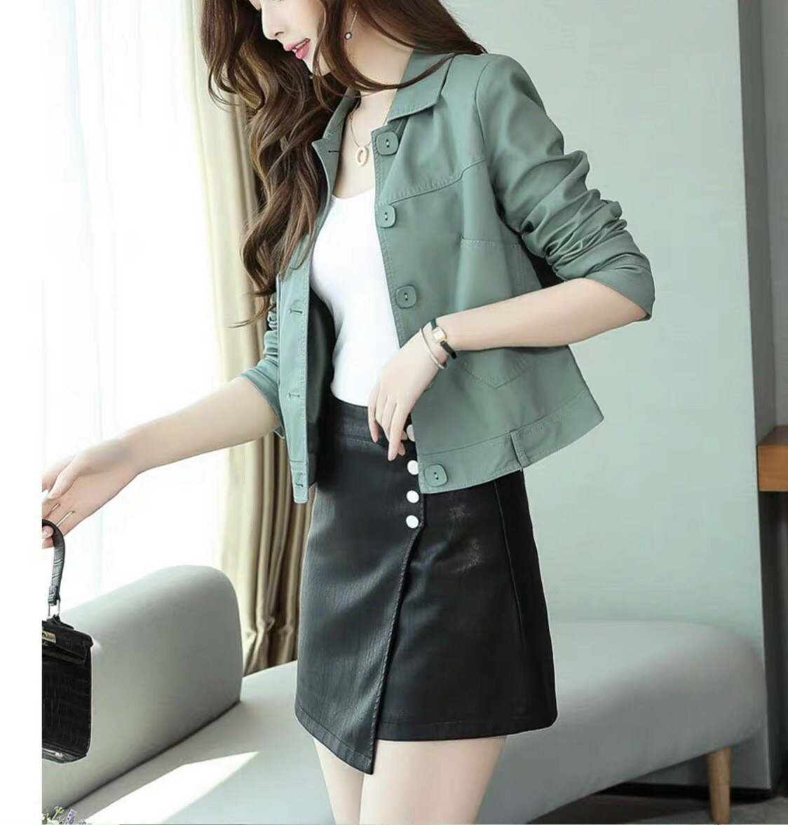 Áo khoác kaki jean mềm ba màu hàng cao cấp - Ao khoác nữ form lửng ut