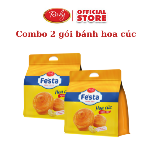 [GIÁ TỐT] Combo 4 Bánh mì hoa cúc - bánh mì tươi ngàn lớp Festa Richy- HSD 35 ngày - date 30 ngày từ