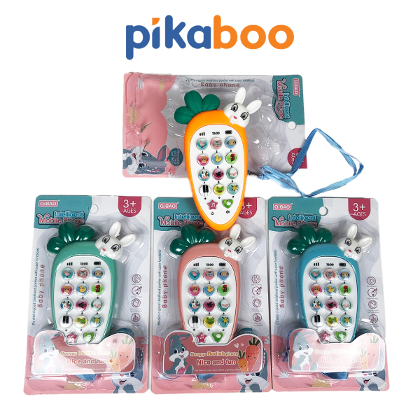 Điện thoại đồ chơi cho bé có nhạc và đèn thỏ cà rốt và gà giúp giải trí xả stress cao cấp Pikaboo