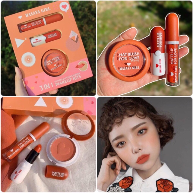 Set 2 Son Môi Bền Màu, Mềm Mượt + Phấn Má Hồng