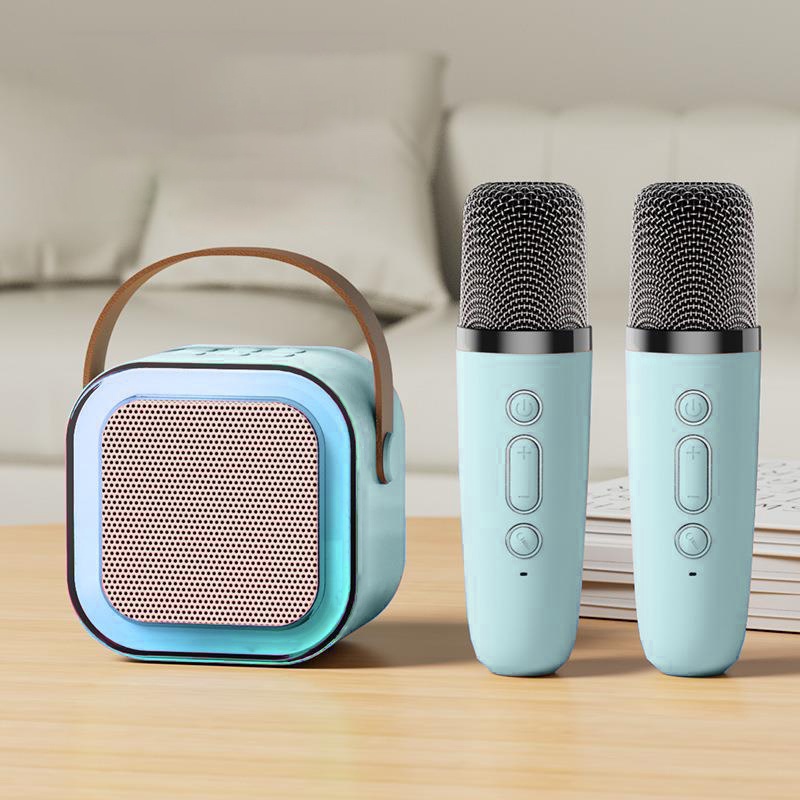 Loa bluetooth mini k12 loa karaoke dễ thương tích hợp đèn led nhiều màu loa âm lượng siêu lớn kèm micro không dây