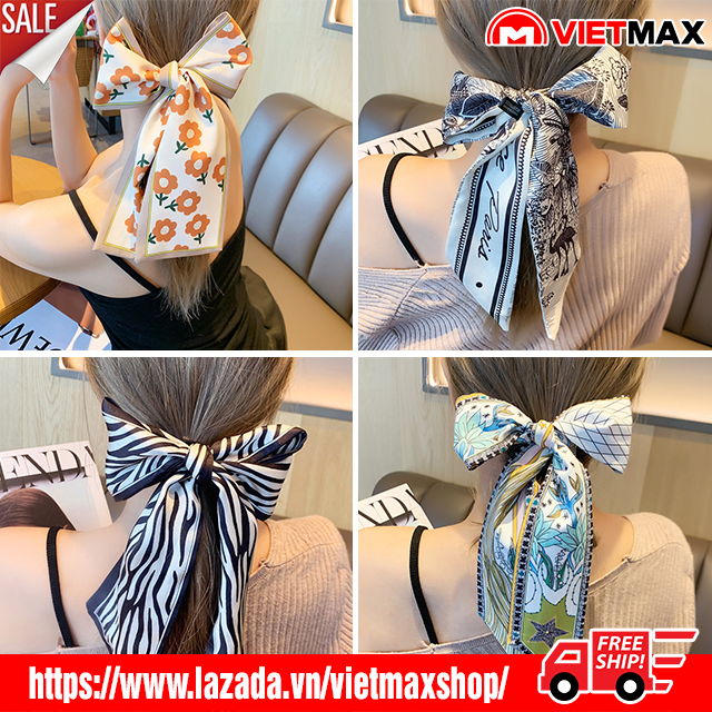 🎁 Khăn Lụa Quàng Cổ Kiêm Làm Băng Đô - Khăn Lụa Buộc Túi Xách Dáng Dài 100x8 cm