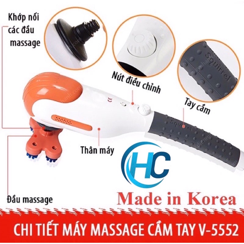 Máy Massage Cầm Tay Mini 5 đầu Squirrel MSV-5552 (100% Nhập Khẩu Hàn Quốc-bảo Hành 1 Năm)