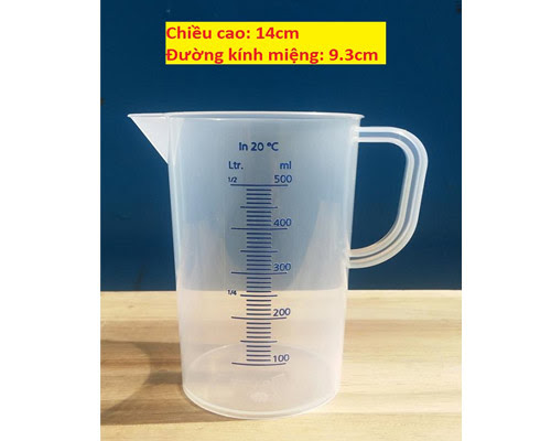 Ca đong nguyên liệu, pha chế 500ml với vạch chia rõ ràng