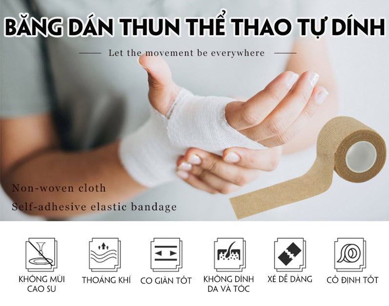 Băng dán thun thể thao tự dính (1 cuộn) - Loại 7.5cm