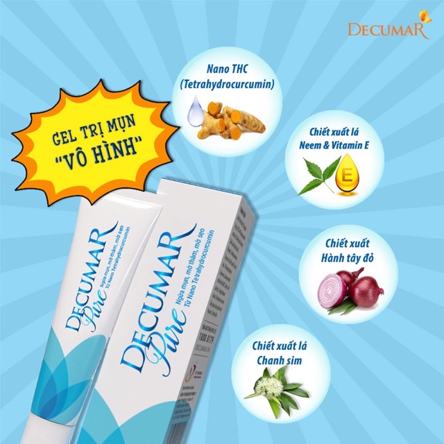 [HCM]Decumar Pure - Gel ngừa mụn nghệ Nano 15g