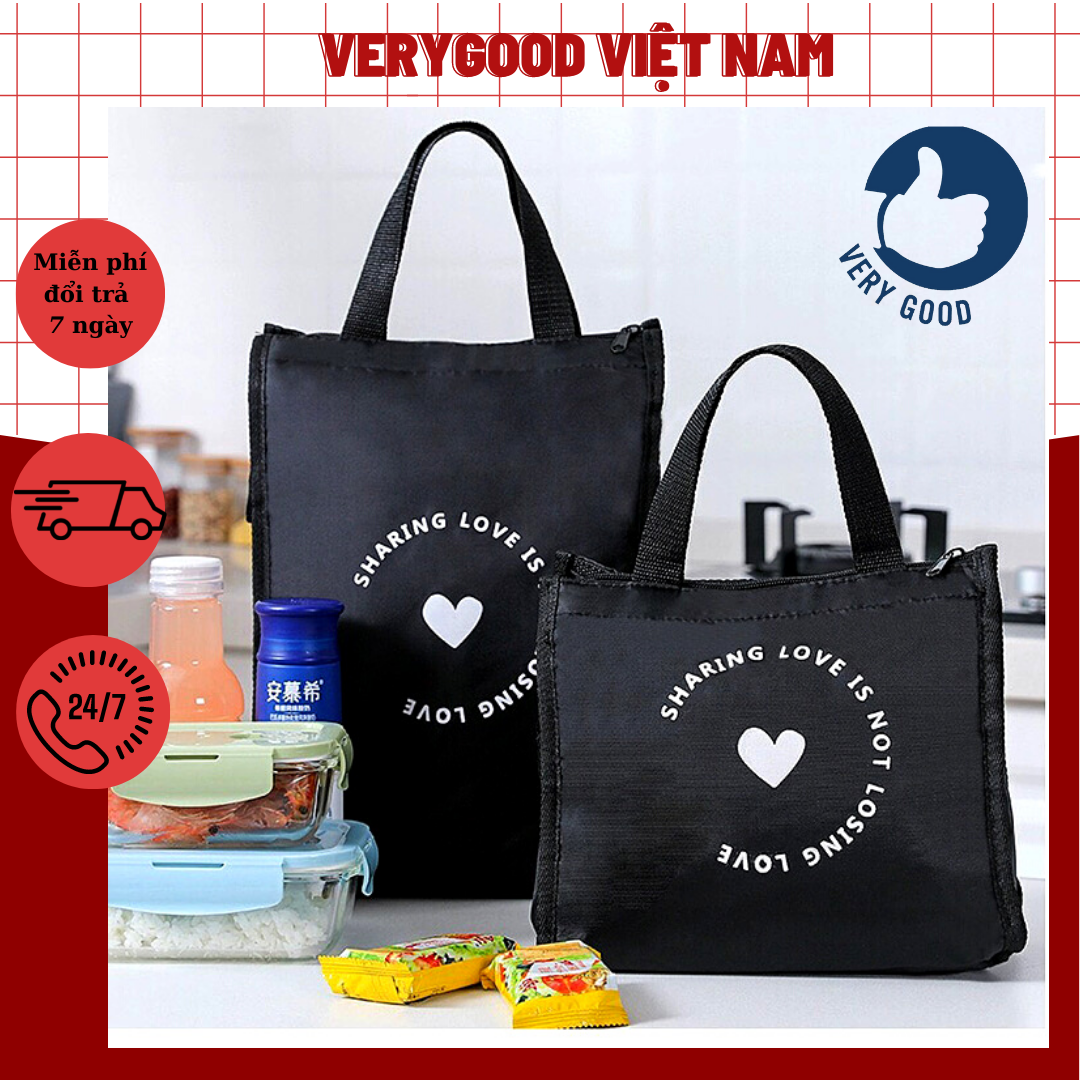 Túi giữ nhiệt đựng đồ ăn đựng hộp cơm văn phòng có khóa kéo kiểu xuất Nhật phiên bản cao cấp màu đen HL2 - túi đựng cơm giữ nhiệt - túi giữ nhiệt đựng cơm - túi cơm giữ nhiệt - túi đựng hộp cơm giữ nhiệt