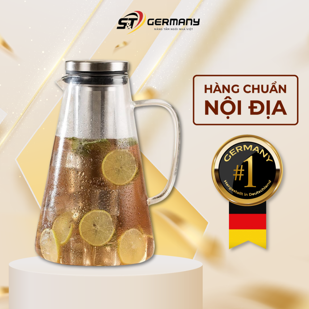 Bình nước kèm lõi lọc Vahdam nội địa Đức dung tích 1.5L, bình đựng nước cao cấp GermanySnT 60019