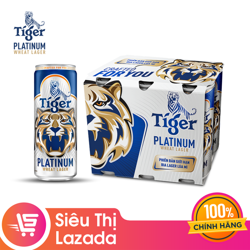 Lốc 6 lon bia lúa mì Tiger Platinum Wheat Lager 330ml