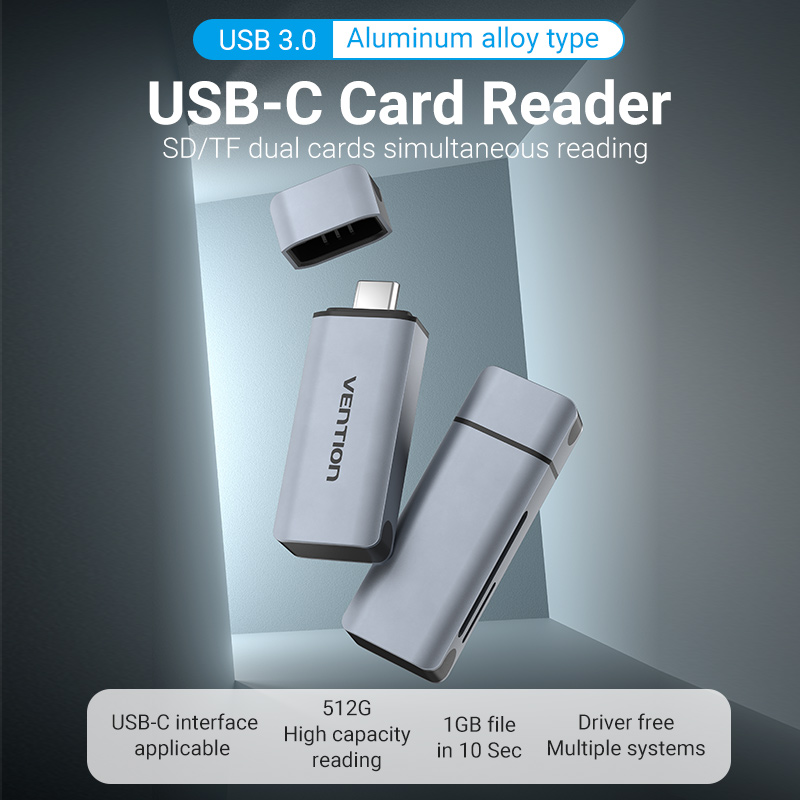 Vention Đầu Đọc Thẻ Nhớ Type C USB 3.0 C Sang SD TF Micro SD Bộ Chuyển Đổi Cho Máy Tính Xách Tay iPhone 16 15 Samsung Huawei Xiaomi Android OTG Type C Memory Card Reader