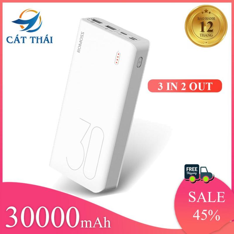 Giá Pin Sạc Dự Phòng 30000mAh Romoss sense 8 lithium polymer dung lượng lớn sạc pin nhanh 10 đặc điểm bảo vệ điện an toàn tương thích iPhone SamSung XiaoMi ASUS OPPO VIVO