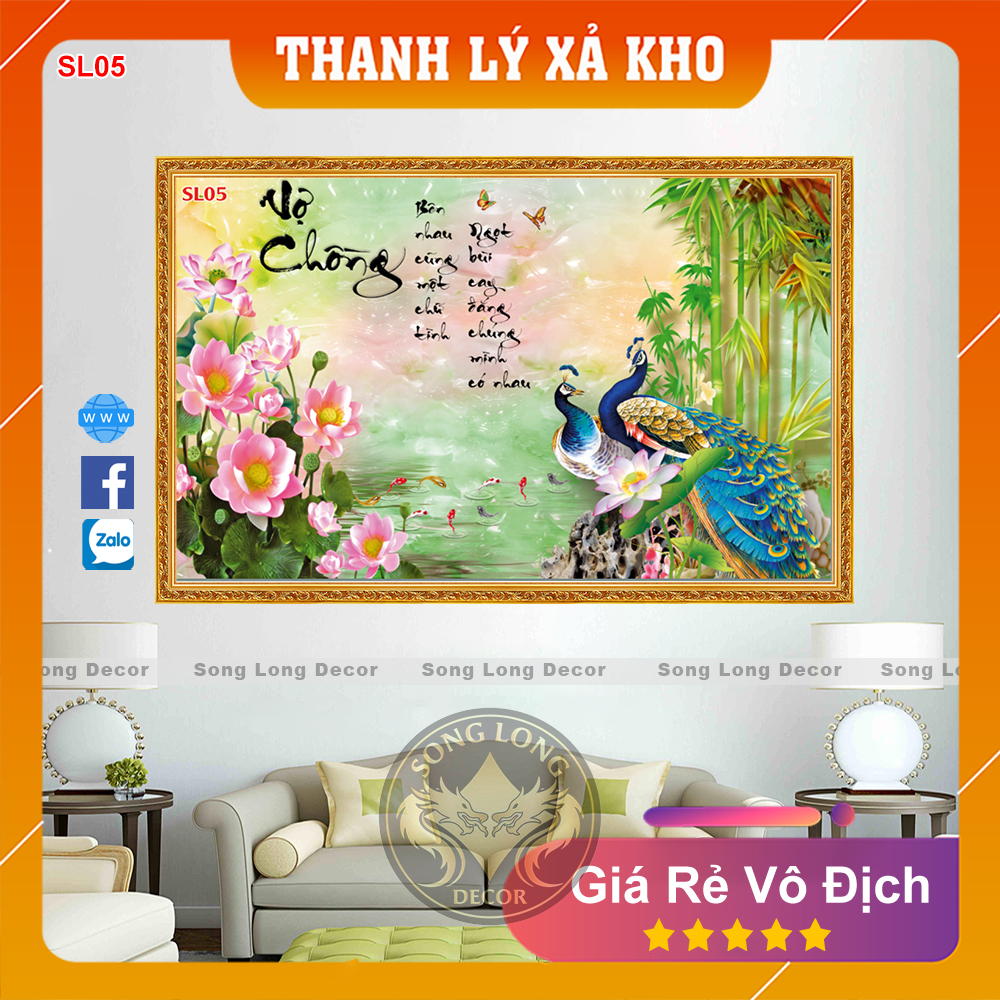 Tranh dán tường Vợ Chồng - SL05-Tranh 3d Thư Pháp - Song Long Decor