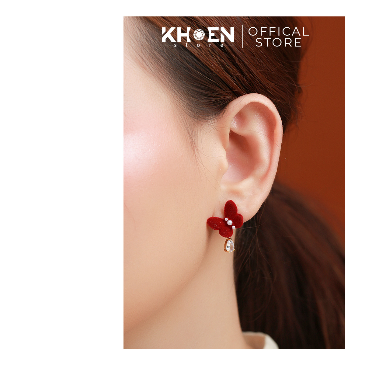 (1 Đôi) Bông tai nữ Bướm đỏ - Khoen store