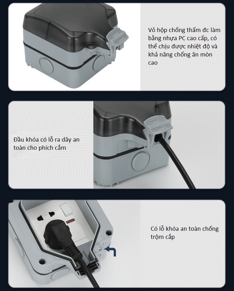 Ổ cắm chống nước ngoài trời IP66