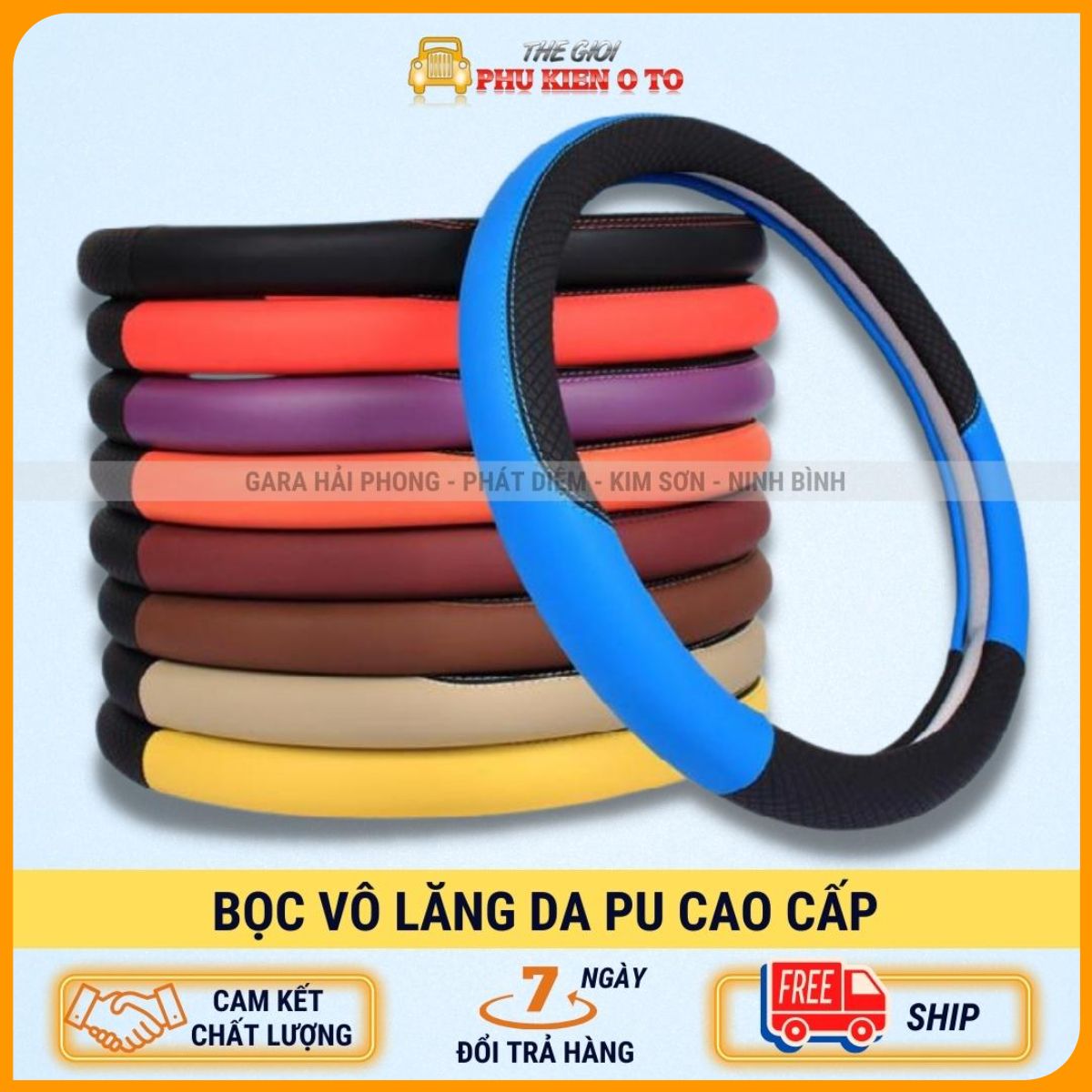 Bọc Vô Lăng Da PU cao cấp size 38cm - Da Mềm Mại Chắc Tay Khi Đánh Lái cho mọi dòng xe ô tô