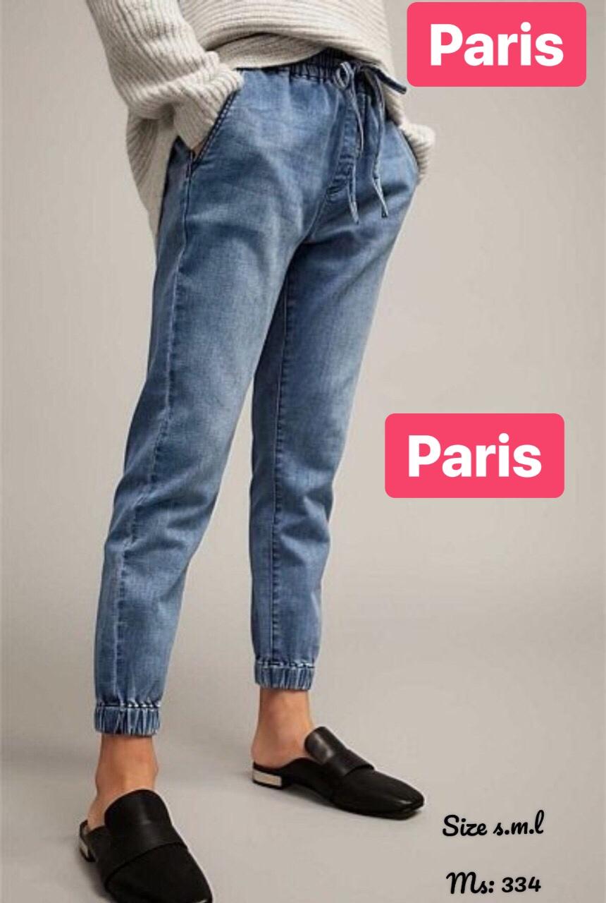 QUẦN BAGGY JEAN NỮ XANH CHẤT BÒ ỐNG TÚM SIÊU CO GIÃN PR-335 CAO CẤP - PARIS FASHION