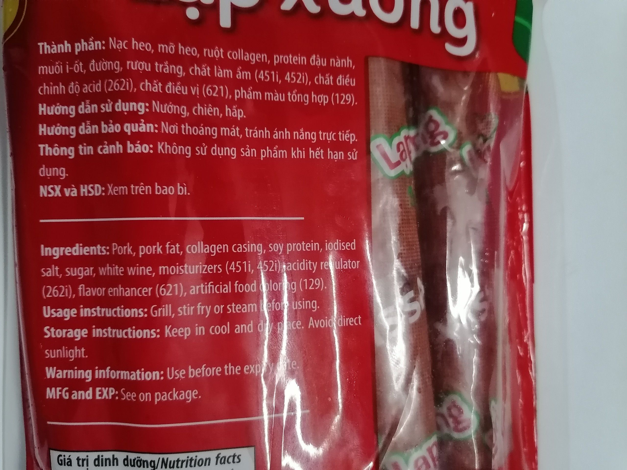 [Gói 500g – 3 BÔNG MAI] LẠP XƯỞNG [VN] VISSAN Sausage
