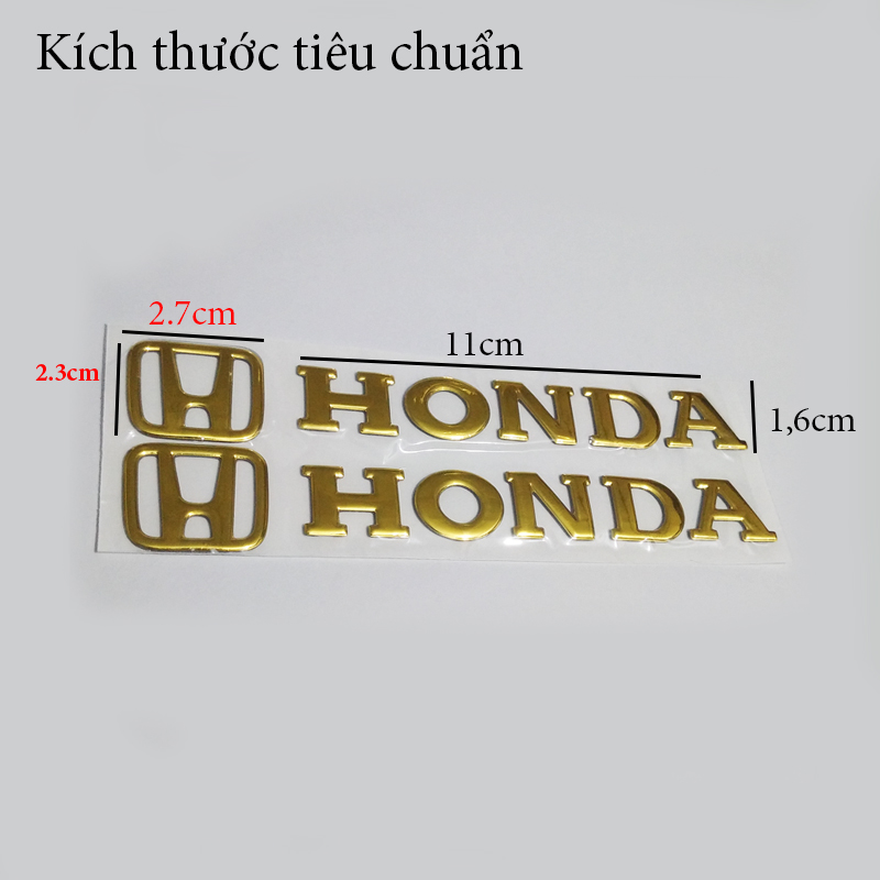 Cặp tem Honda 3D Nổi - HD Vàng Gold