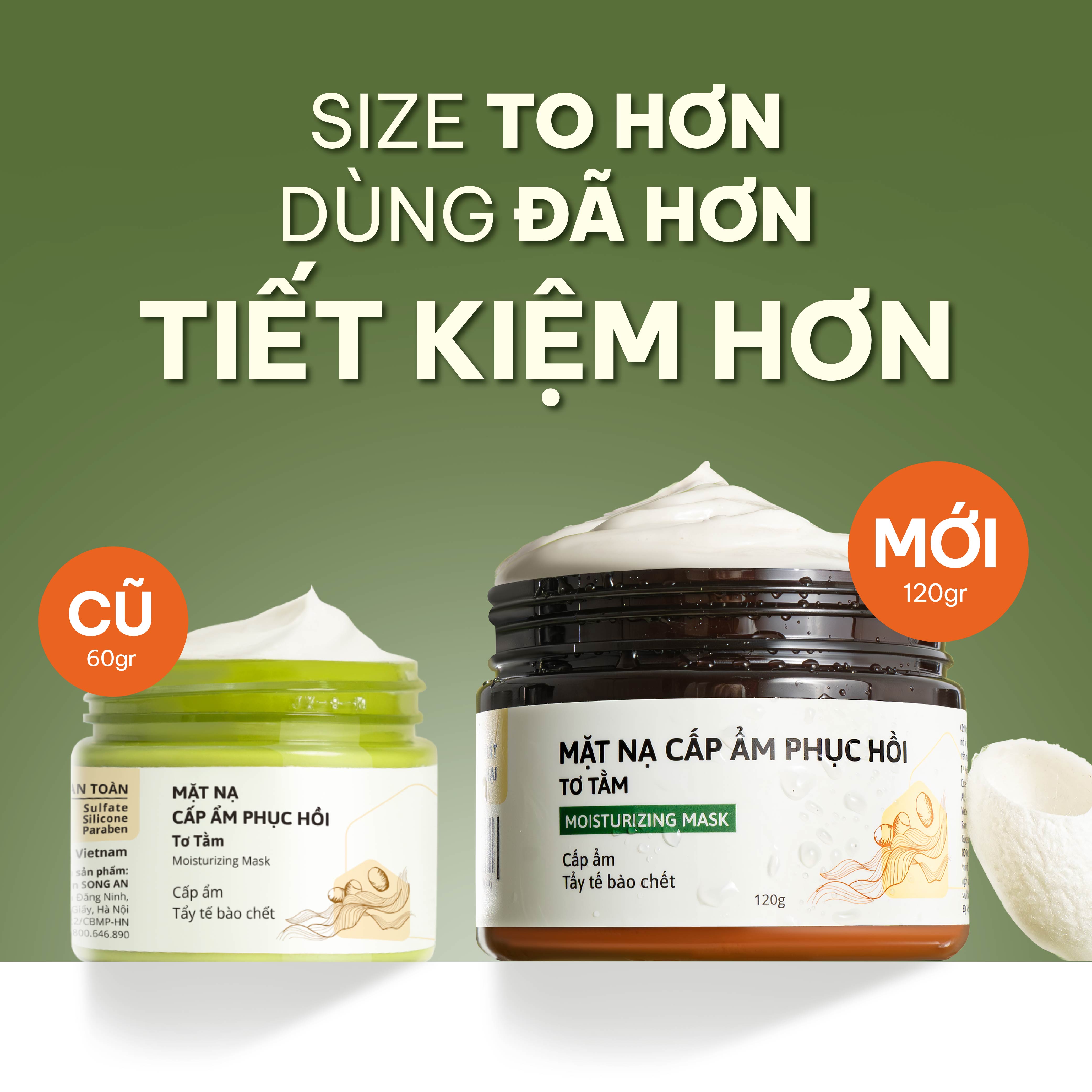 Mặt Nạ Đất Sét Cấp Ẩm Tơ Tằm Phục Hồi Da Cỏ Mềm 120g
