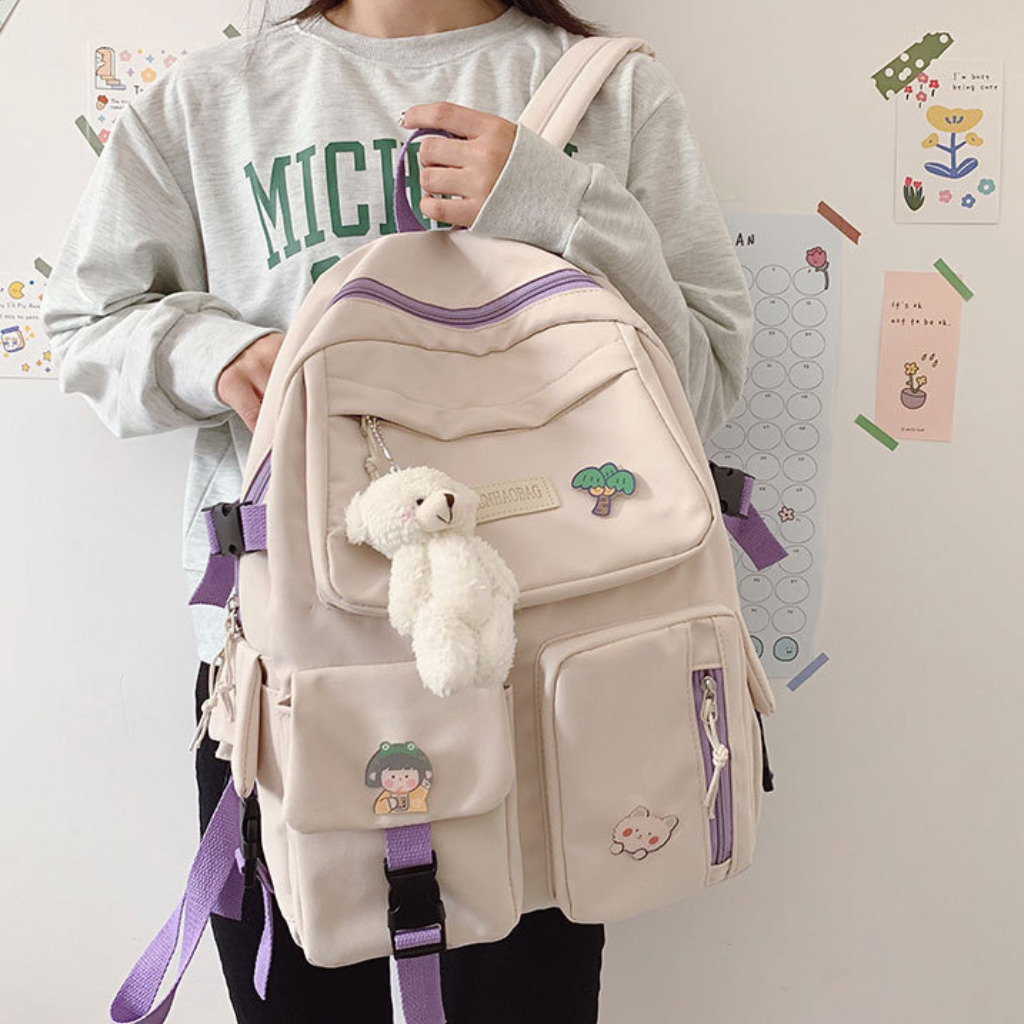 Balo Ulzzang Hàn Quốc balo đi học cặp sách nam nữ thời trang nữ basic cặp chống nước ETER BAG BL05