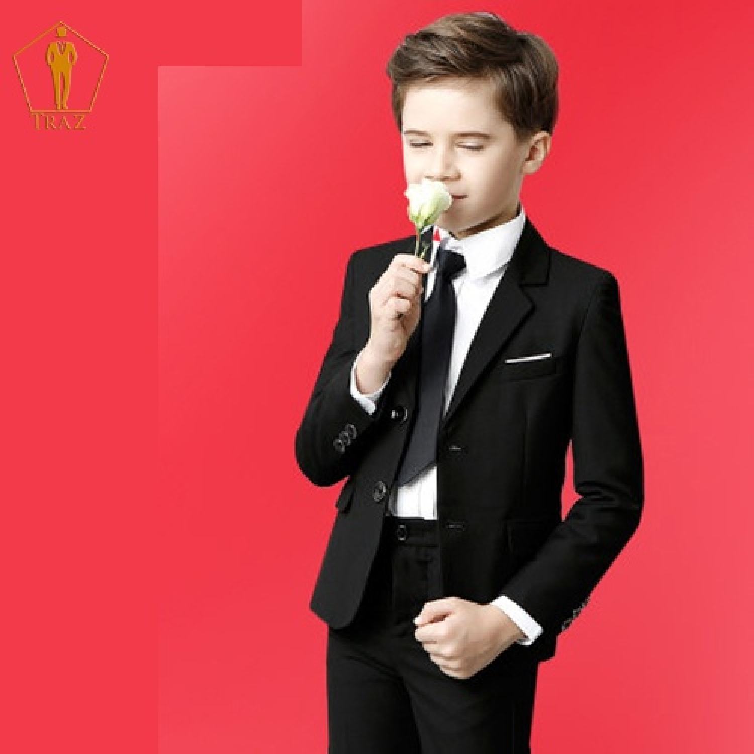 Bộ, Set Vest Đen Cho Bé Trai, Trẻ Em, Con Nít(1 quần, 1 áo vest, 1 ghile, 1 nơ)(bé mập, tròn hoặc cao tăng 1 đến 2 size)