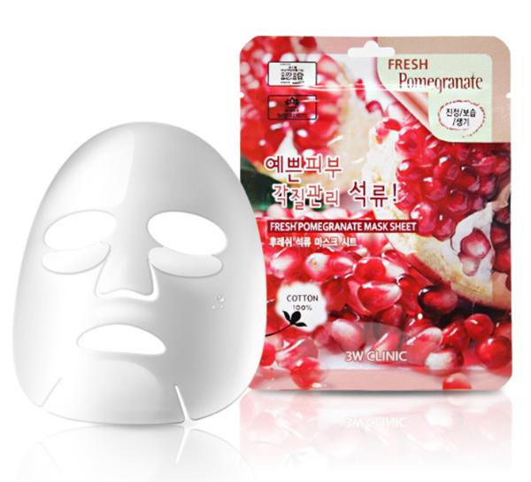 Combo 10 Mặt nạ dưỡng trắng da chống lão hóa chiết xuất lựu 3W Clinic Fresh Pomegranate Mask Sheet 23ml _ 3W Clinic Chính Hãng