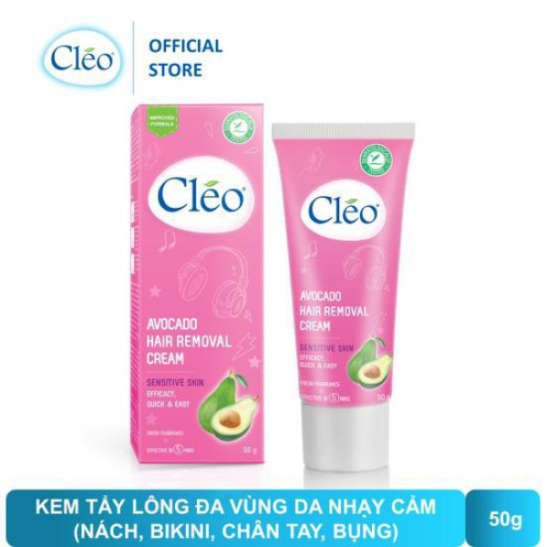 Kem Tẩy Lông Chiết Xuất Bơ Cleo Dành Cho Da Nhạy Cảm 50g, an toàn, không đau và đạt hiệu quả nhanh chóng