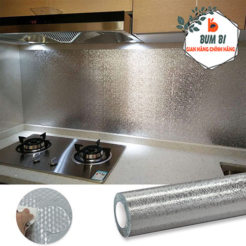 Giấy bạc dán bếp chống dầu mỡ cách nhiệt không thấm nước dễ lau chùi, Giấy dán tường nhà bếp chịu nhiệt tốt bền màu không độc hại - BUMSTORE