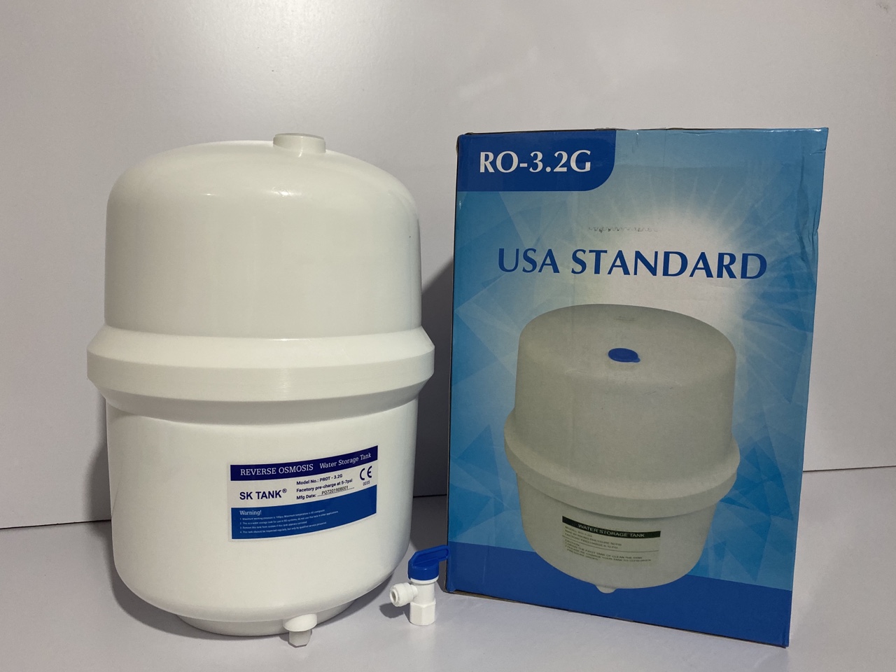 BÌNH ÁP MÁY LỌC NƯỚC 3.2G KÈM VAN (Bình áp nhựa)