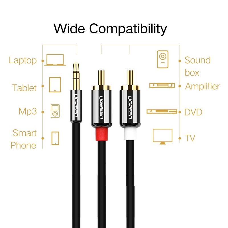 Cáp audio 3.5mm ra 2 đầu RCA 3M Ugreen UG-10590