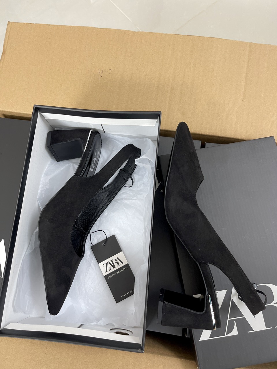 [VNXK] Giày cao gót slingback Zara xuất dư - AG03