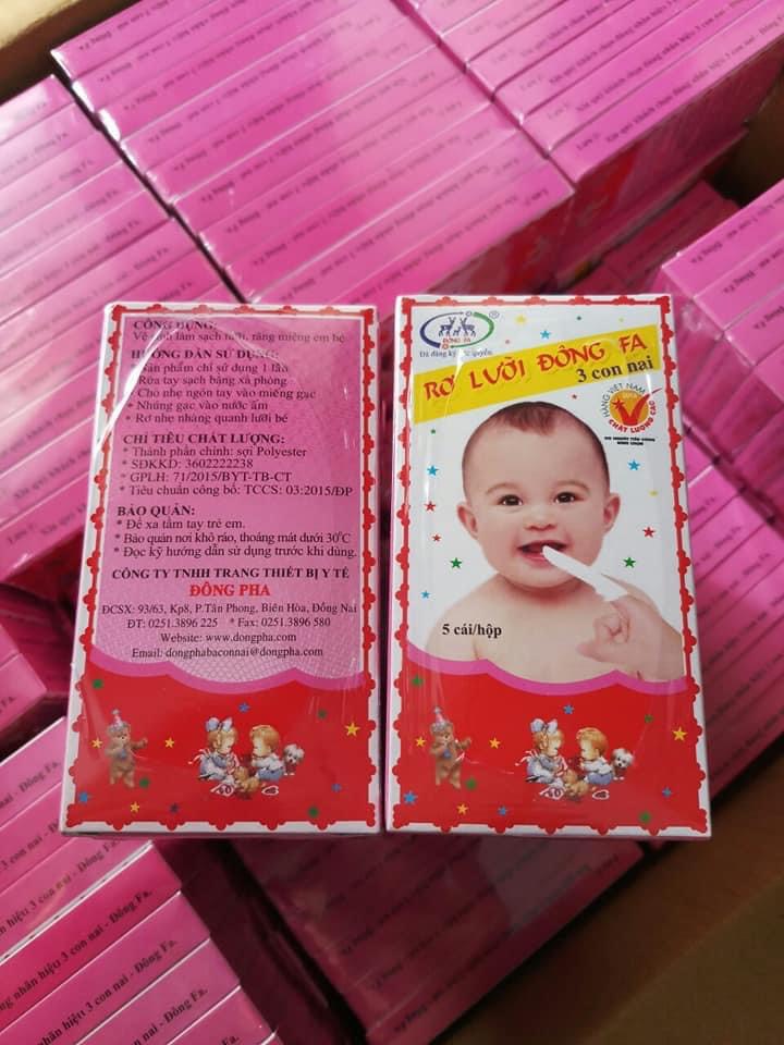 [Lốc 10 hộp x 5 chiếc] Gạc rơ lưỡi Đông Fa cho bé sơ sinh.