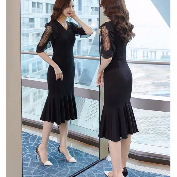 ĐẦM ĐEN TAY REN ĐUÔI CÁ