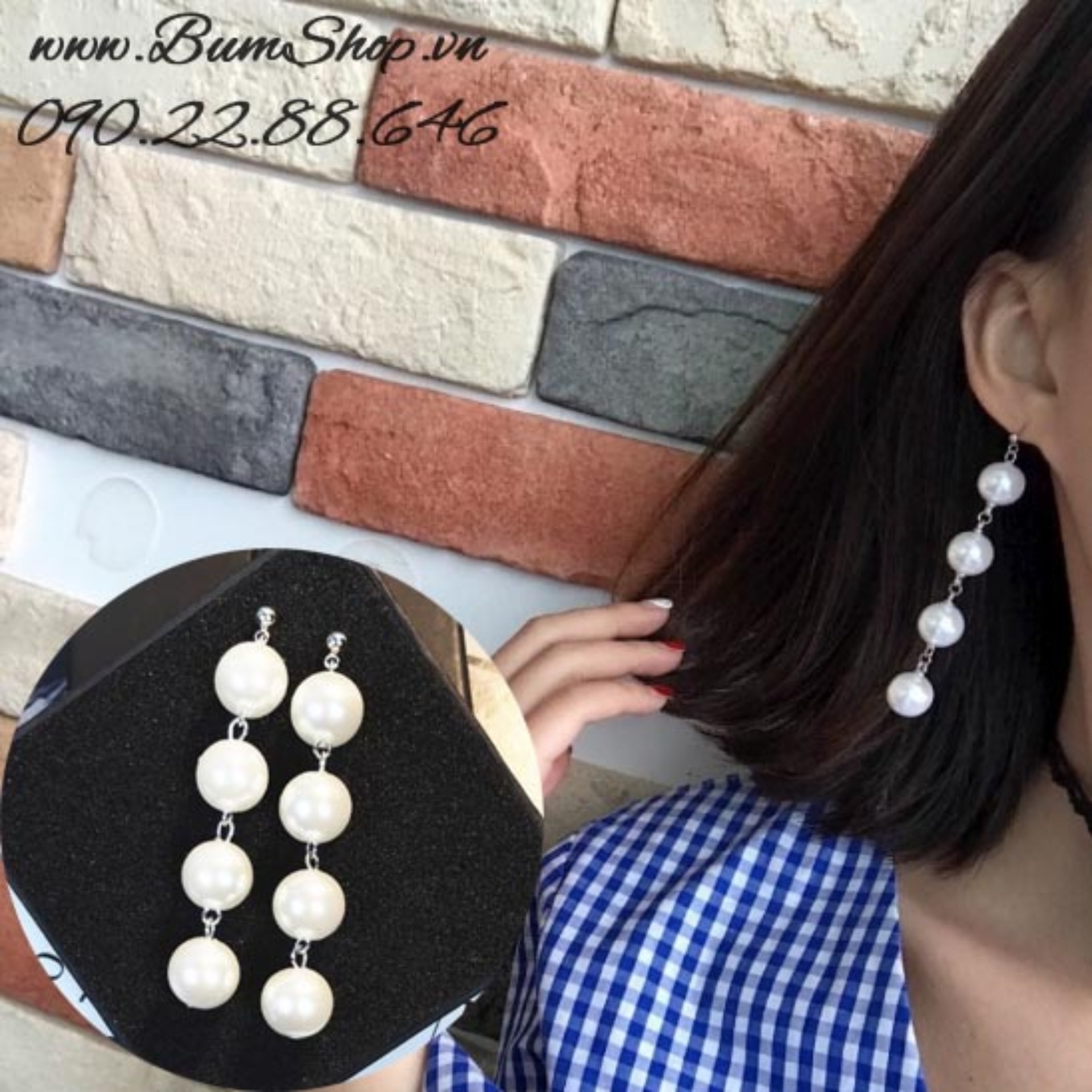 Hoa tai dài kết ngọc trai sang chảnh