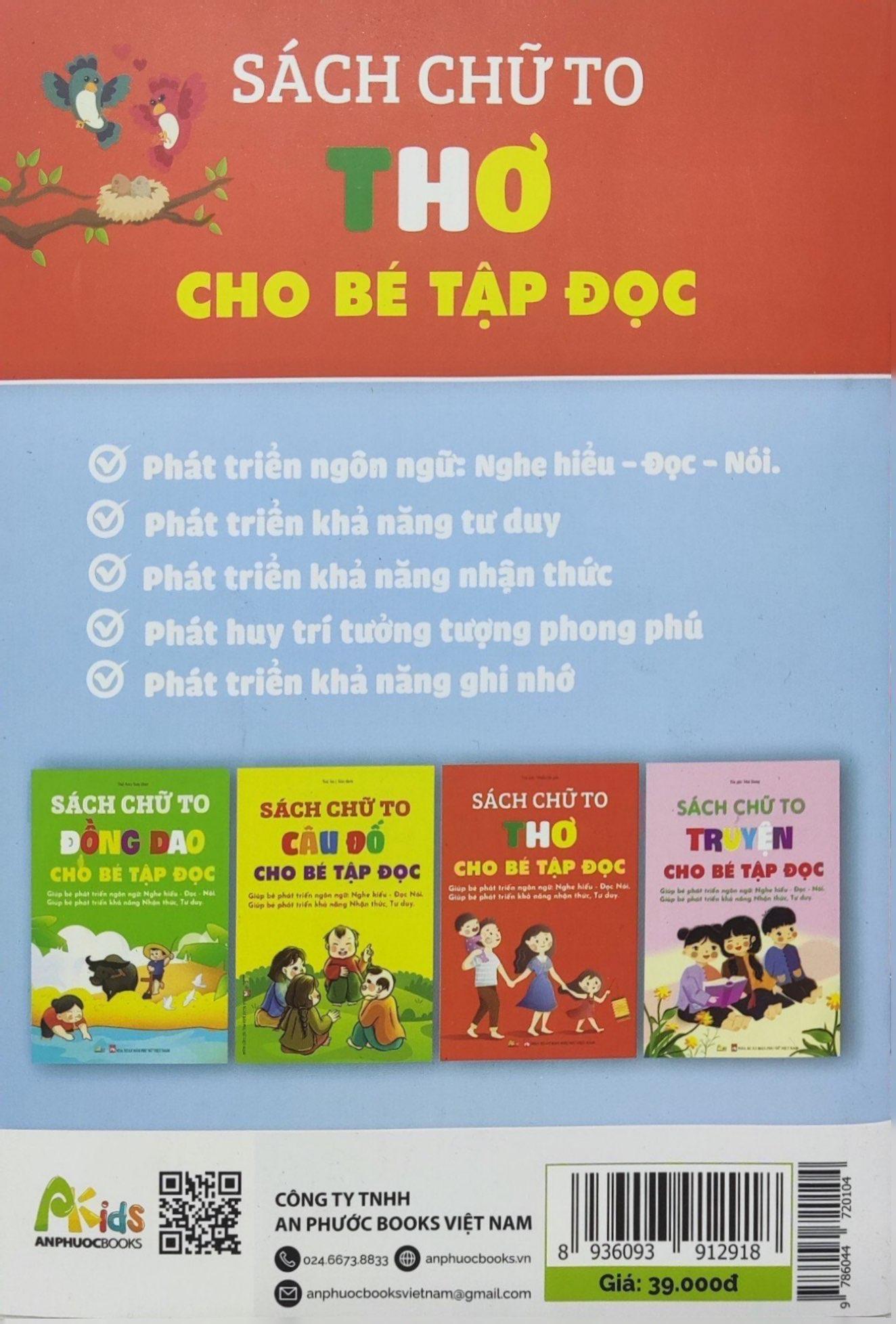 Sách Chữ To - Thơ Cho Bé Tập Đọc