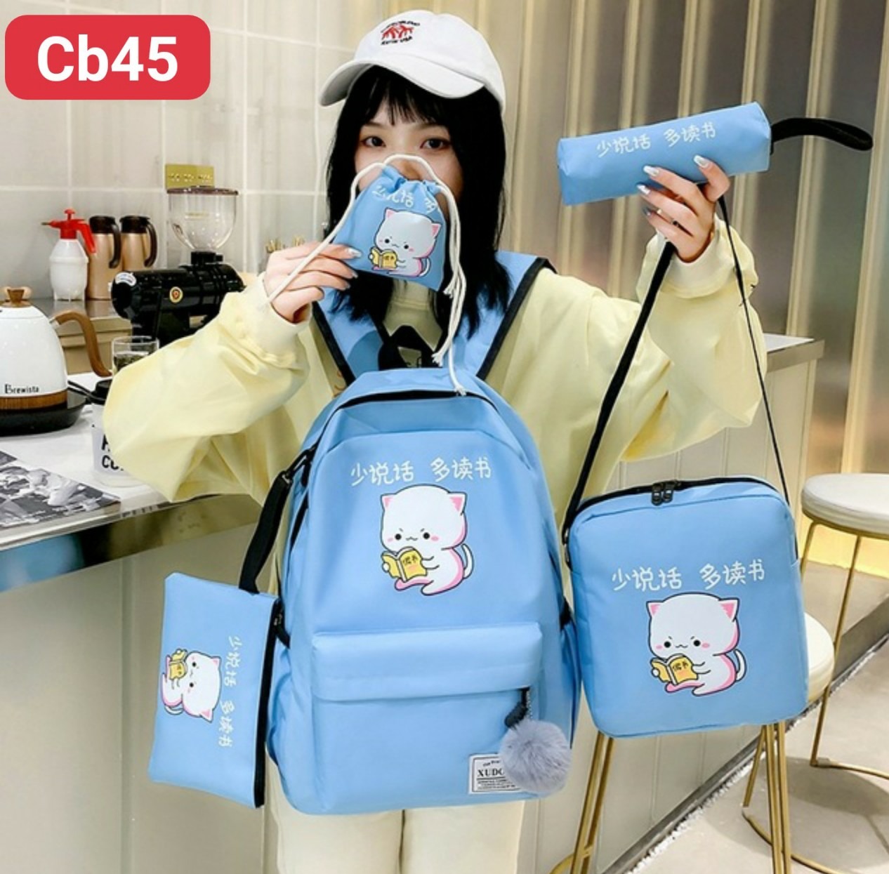 COMBO 4 MÓN mèo đọc sách bay lơ lửng mùa mưa cb45