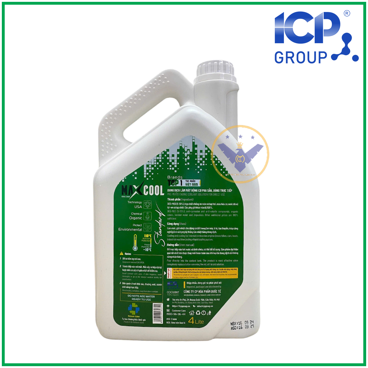COMBO 2 can nước làm mát động cơ ô tô (màu xanh) Maxcool Stardard Can 4L