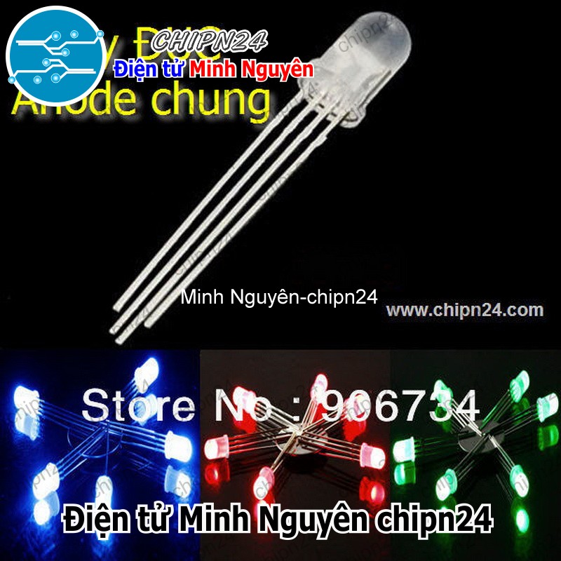 [10 con] (TK18, H15) Led 5mm Đục 7 Màu RGB 4 chân Dương chung - HH000506