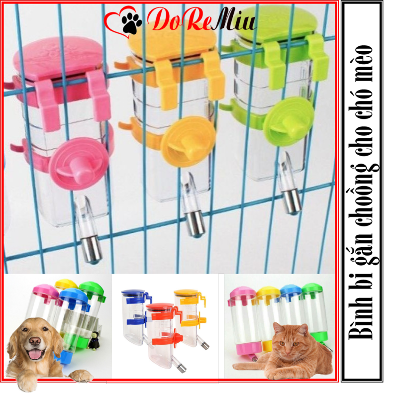 Doremiu- Bình uống nước thú cưng gắn chuồng (4 loại) Cấp nước tự động cho chó mèo