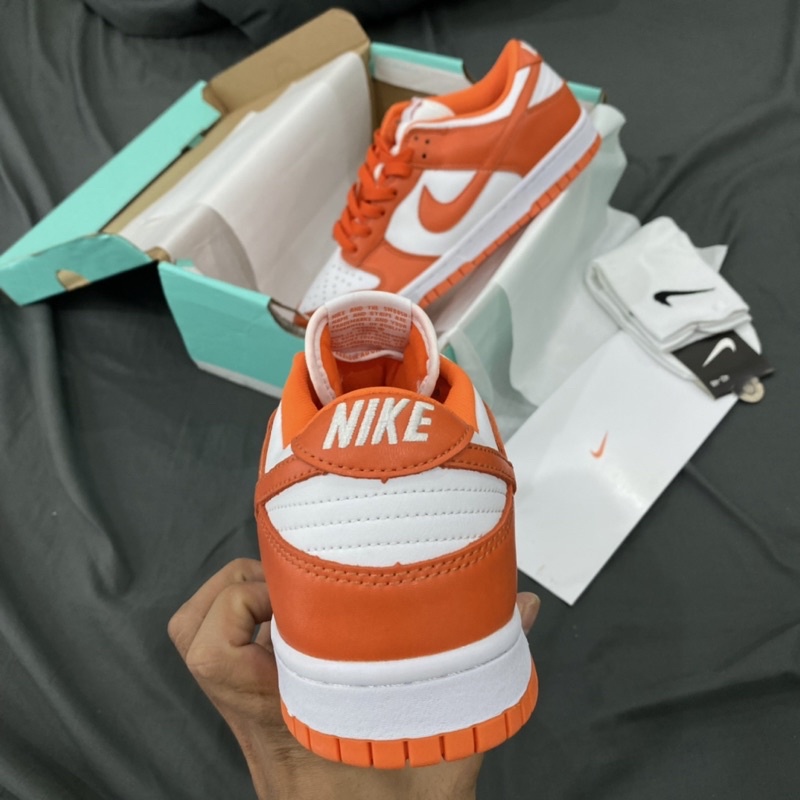 GIÀY SB DUNK TRẮNG CAM DA THẬT LAI AU [ FREESHIP + BOX ]