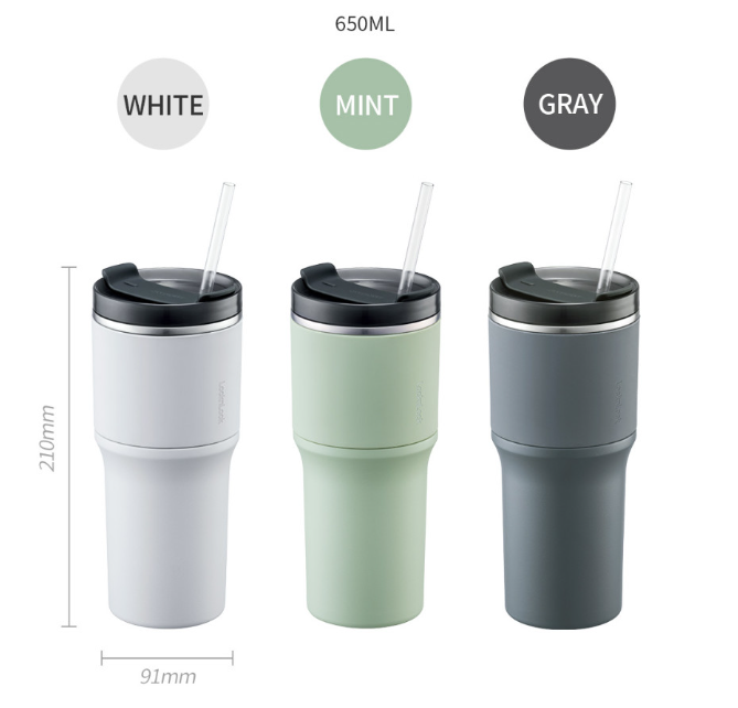 Bình giữ nhiệt LocknLock Metro Drive LHC4277S 650ml - Kèm ống hút và cọ rửa