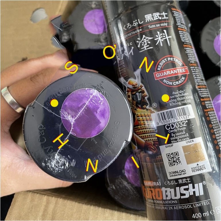 Sơn xịt Samurai CD032 - màu Tím Candy (cần sơn trên nền màu Bạc) (400ml)