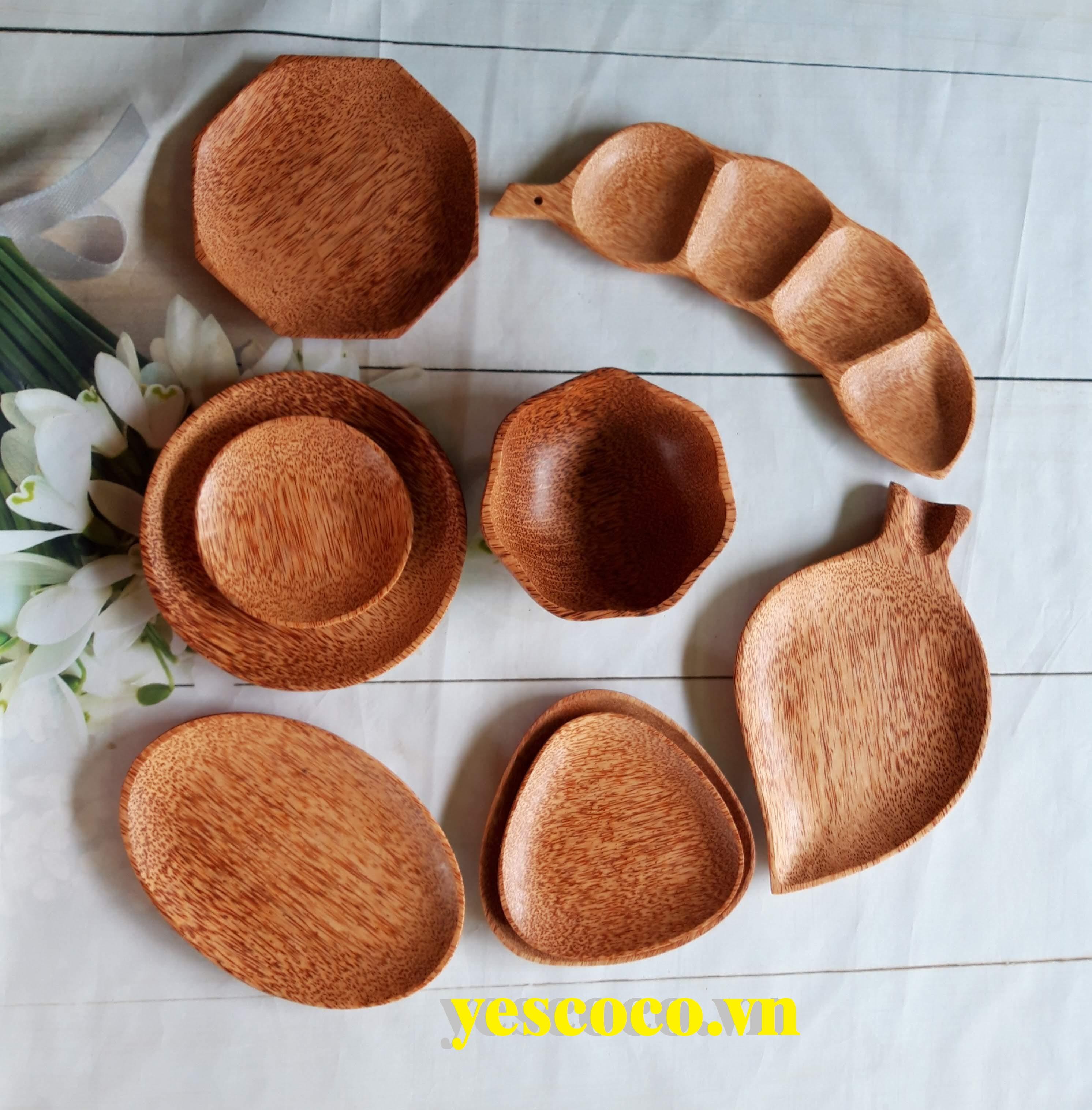 Dĩa Gỗ Dừa Dáng Chiếc Lá|  YESCOCO XƯỞNG SX