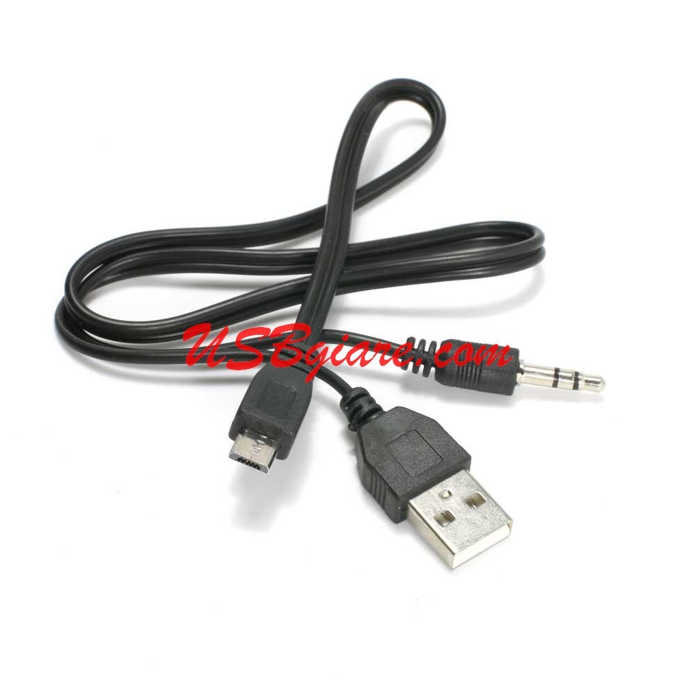 Cáp loa 3 đầu micro usb ra 3.5mm + usb 2.0