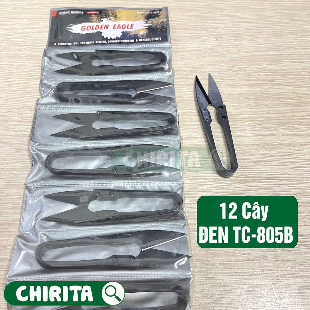 1 vỉ 12 cây kéo bấm chỉ đen mã tc 805b như hình nhe